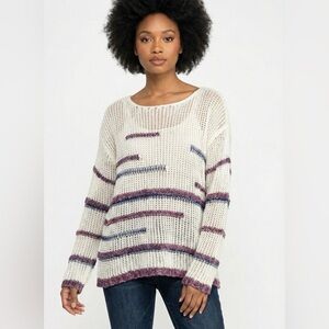 FRANCO D Wool Mohair Acrylic Blend Open Knit Long Sleeve Sweater US Sz L